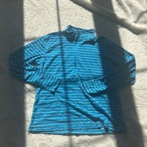 23 Columbia Electric Blue Striped Fleece – Size L | Mountain Ready | Quarter-Zip
